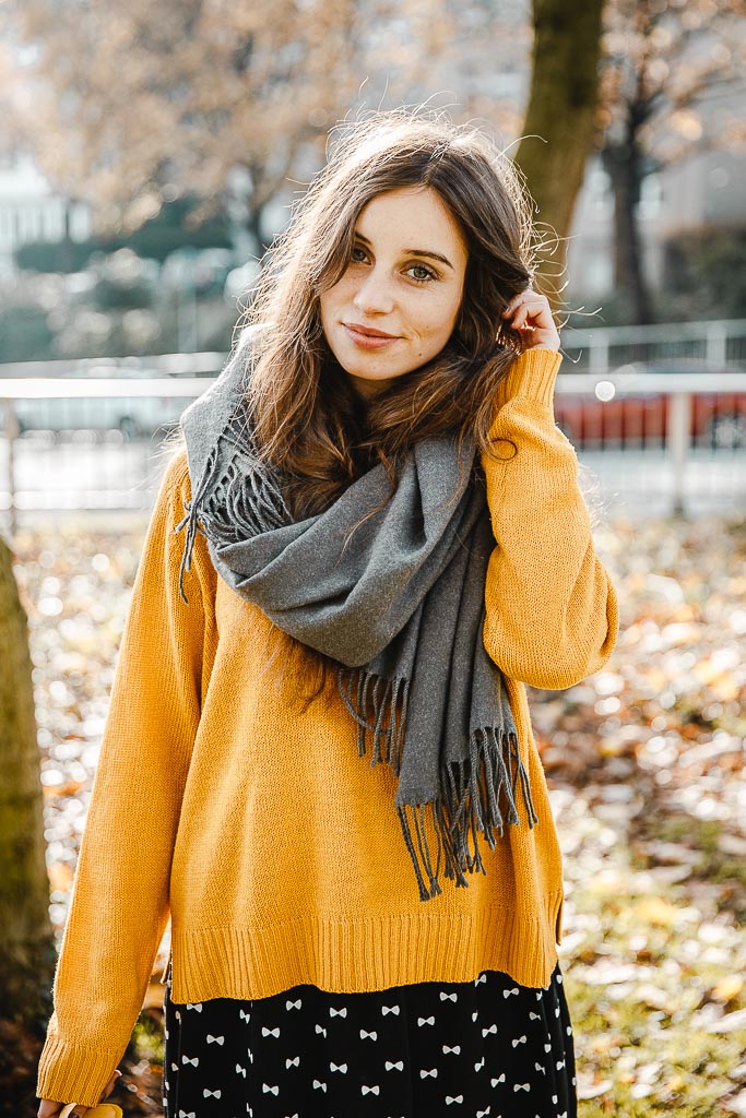 Winter Fashionshoot gelber Pullover